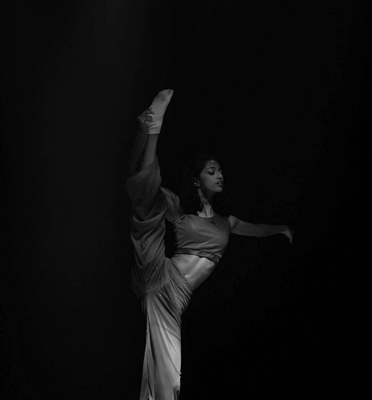 Contemporary dancer in mid-movement at Dance Central Dubai